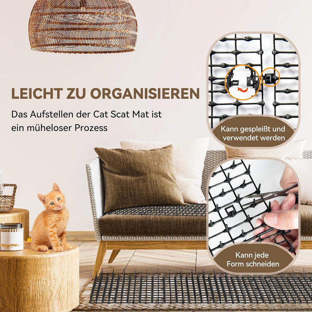 Kyrieval Dornengitter Tier-Barriere Garte Katzenabwehr Scat Spike Matte, Anti-Katzen-Netzwerk Graben