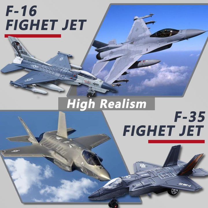 HOLYFUN 2 Packungen Spielzeug Flugzeug für Jungen mit Sound & Licht, Fighter Jet Plane Model Toys, P