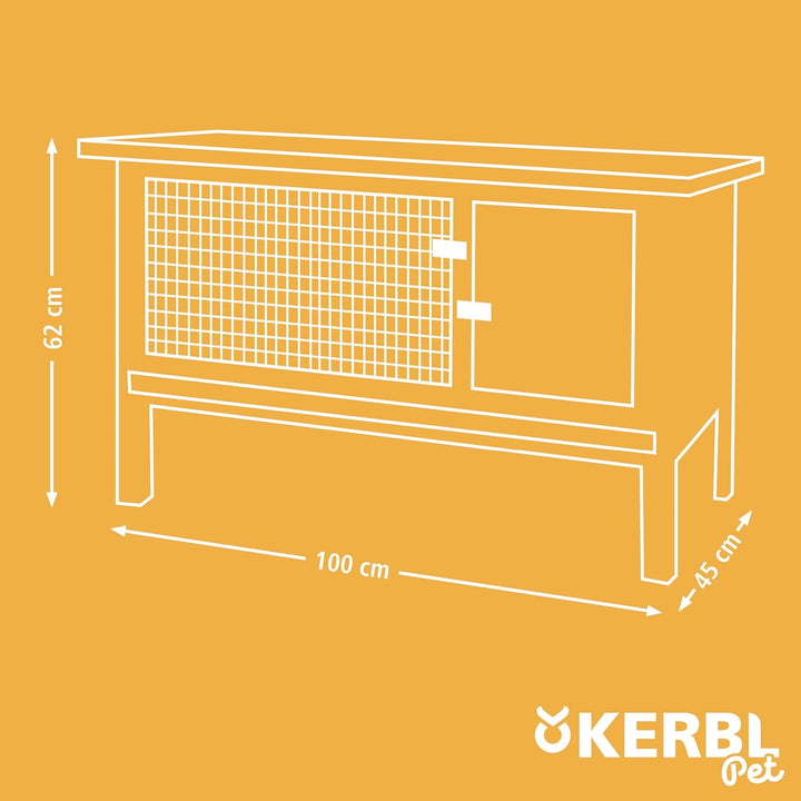 Kerbl Nagerhaus Fred (Stall für Hasen/Kanninchen, mit Ruheraum, aufklappbares Bitumendach mit Dachfi
