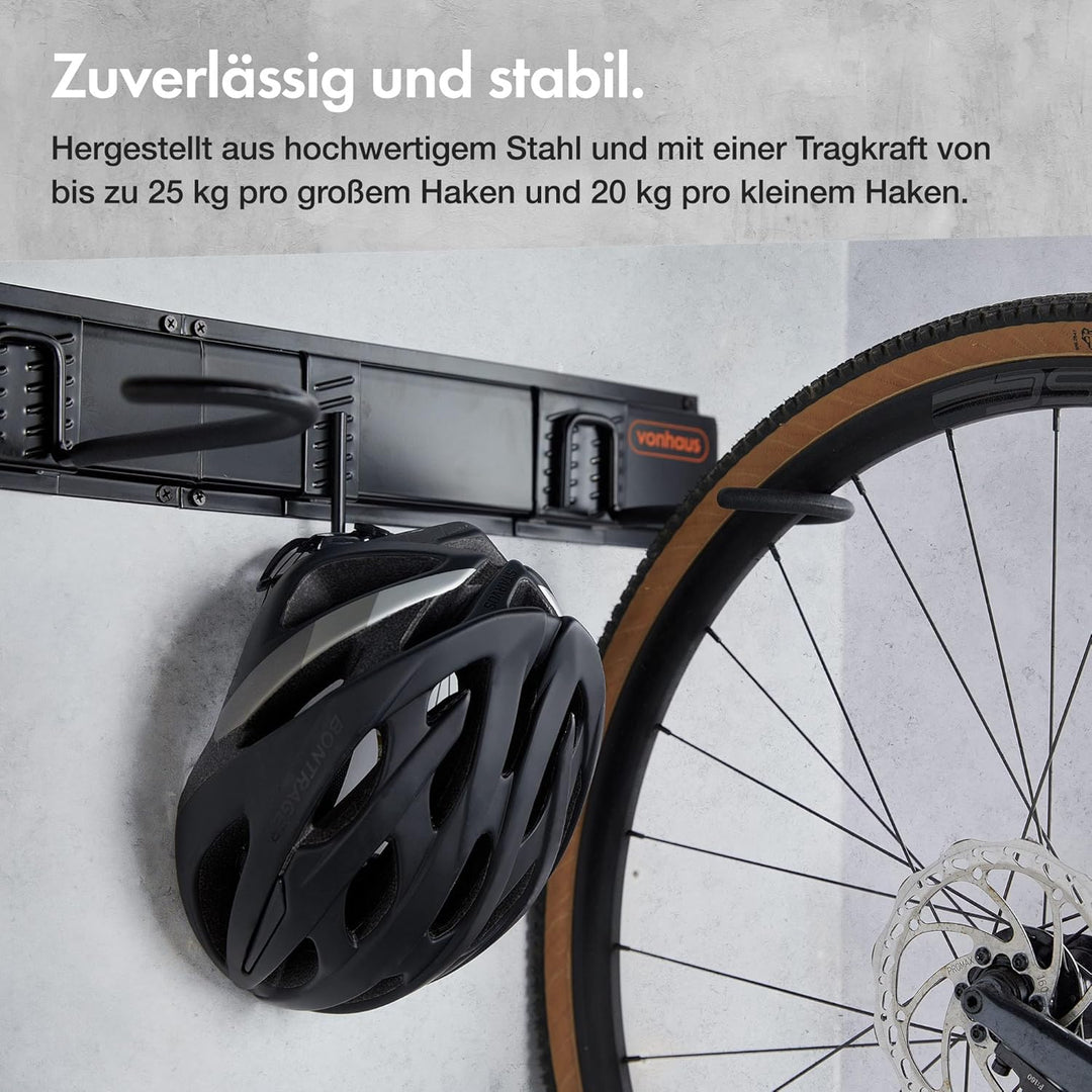 VonHaus Fahrrad Wandhalterung Set für 3 Fahrräder und 3 Helme – Platzsparende, vertikale Fahrradhalt
