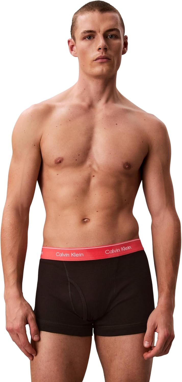 Calvin Klein Herren 3er Pack Boxershorts Trunks mit Logobund XL Pink (Black Bodies W/ Black/Punch Pi