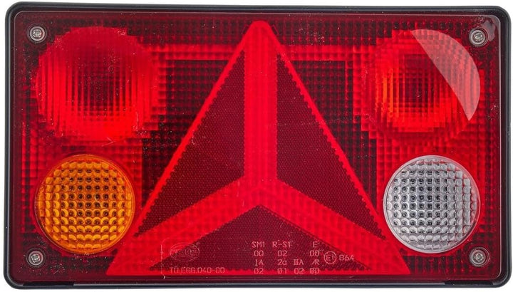 HELLA - Heckleuchte - Glühlampe - 24V - Anbau/geschraubt - Lichtscheibenfarbe: mehrfarbig - Stecker: