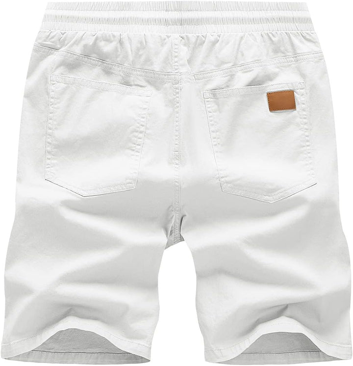 JMIERR Kurze Hosen Herren Shorts Herren Sommer Chino Baumwolle Elastische Taille mit Taschen 3XL Wei