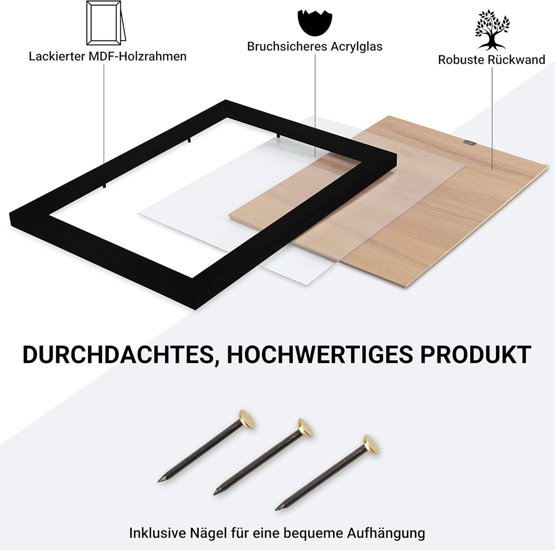 CABBEL Doppelpack (2er Set) Bilderrahmen 30x40 cm, Schwarz, stabiles MDF-Holz Rahmen, bruchsicherem