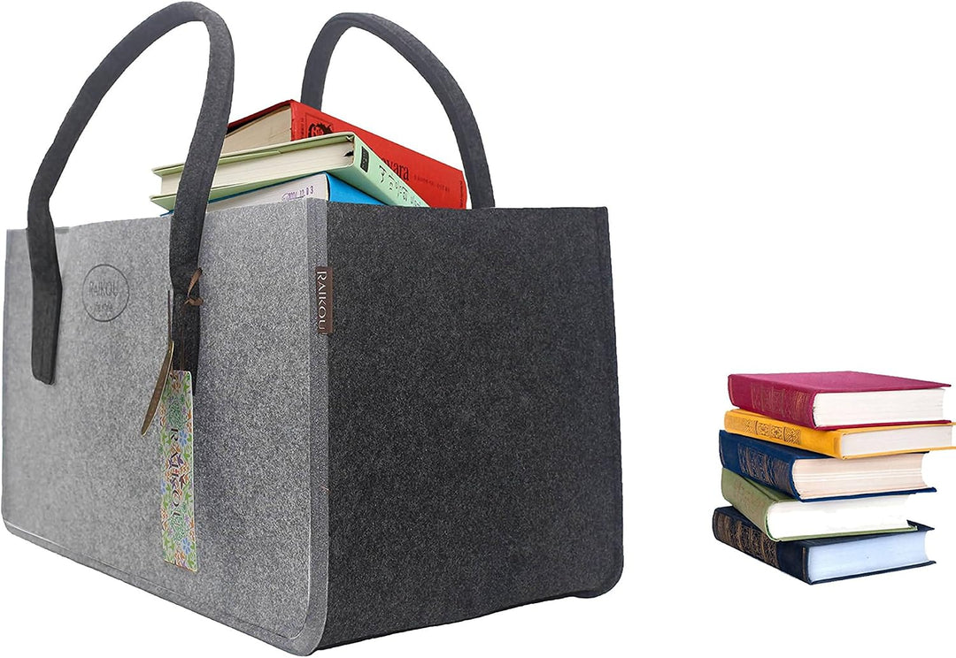 RAIKOU KULT Filz-Tasche Shopper NEU Filzkorb Einkaufstasche Henkeltasche Zeitungskorb Stabile Kaminh