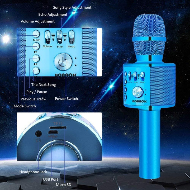 Bluetooth Karaoke Mikrofon Drahtloses,BONAOK Karaoke Mikrophone Echo, Home Party Microfon Kind mit a