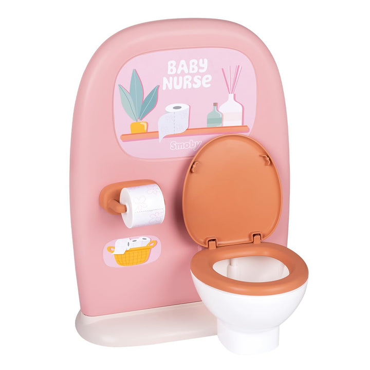 Smoby - Baby Nurse Puppen-Badezimmer - Puppentoilette mit Waschbecken, Spiegel & Zubehör - Rollenspi