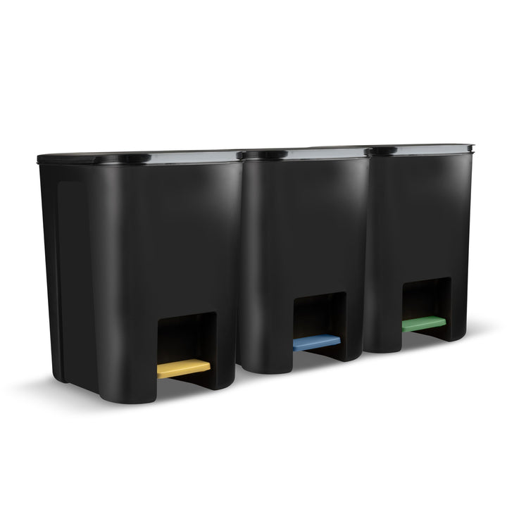 Mülleimer Küche Mülltrennsystem Set 3 Stück 25 L Abfalleimer Müllbehälter Mit Pedal Treteimer Kunsts
