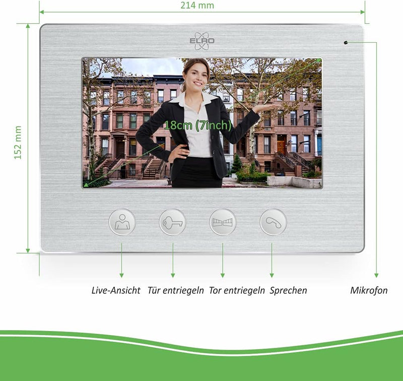 ELRO DV477IP2 WiFi IP Video Türsprechanlage-2-Familien-mit 2X 7-Zoll-Farbbildschirm-Color Night Visi