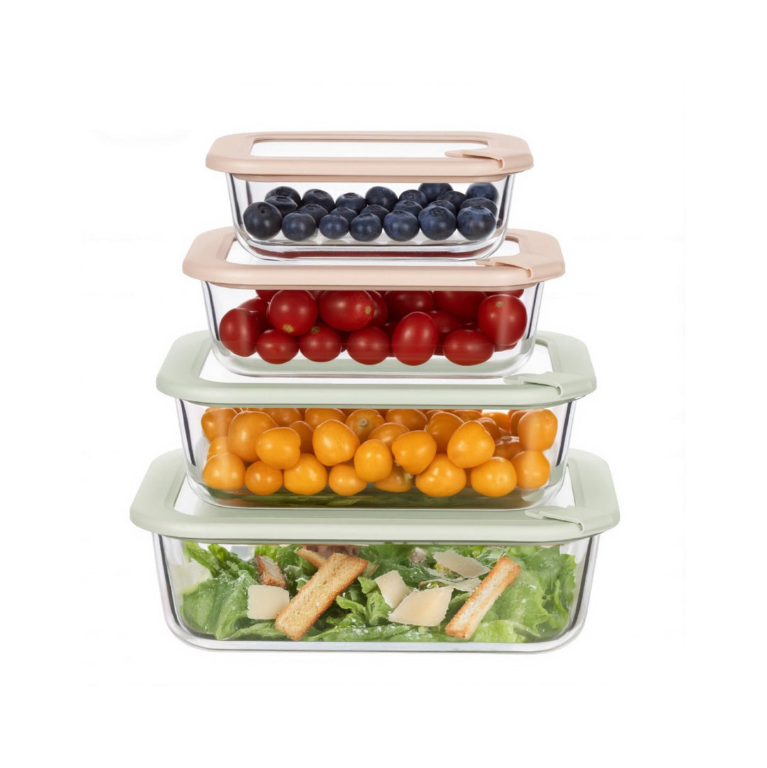 Meal-Prep-Behälter aus Glas,Luftdichte Vorratsdosen mit Deckel, plastikfrei&BPA-frei; Mikrowellen-,