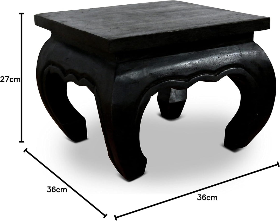 livasia Opiumtisch, Beistelltisch aus Massivholz, Couchtisch, Nachttisch, Hocker (36cm) 36x36cm, 36x