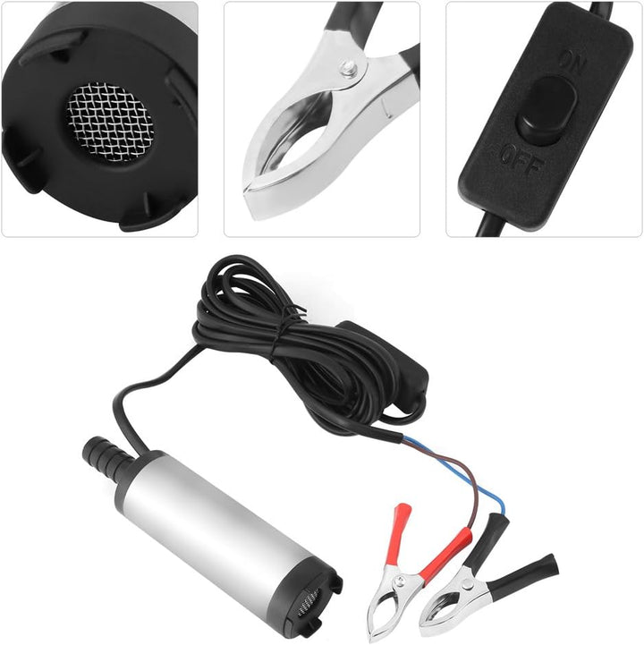Edelstahl-Wasserpumpe, 12 V, 3,8 cm, 8500 U/m, elektrische Dieselpumpe, Tauchpumpe für Wasser-Kerosi