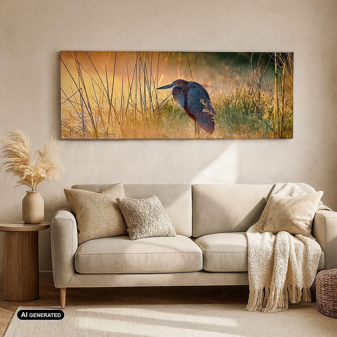 Wandbilder Dekoration Wohnzimmer Vogel Natur Wasser Panorama Bilder auf Leinwand 120x50cm Leinwandbi