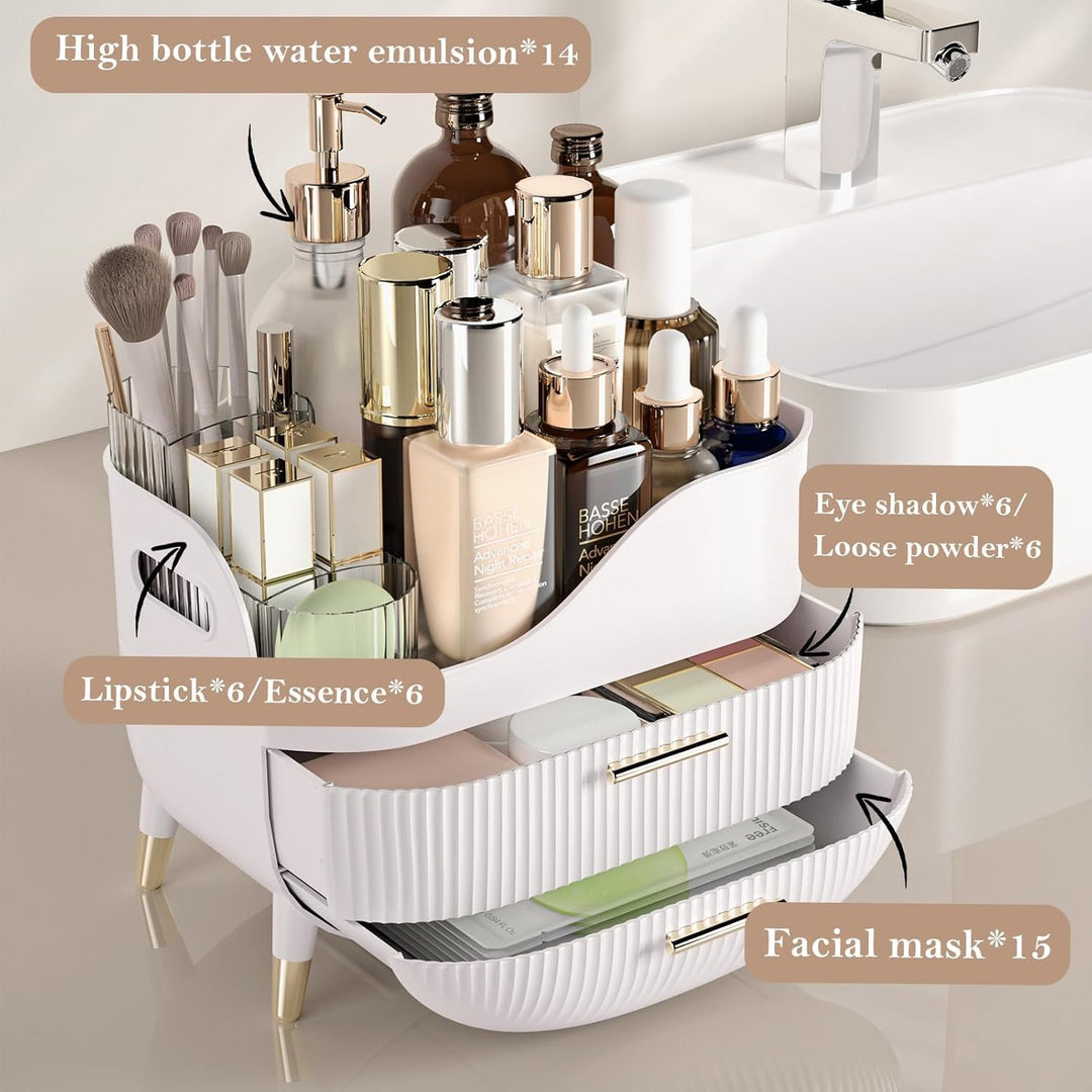 Kousee Makeup Organizer mit Schubladen, Hautpflege-Organisator für Vanity, Aufbewahrungsbox mit Grif