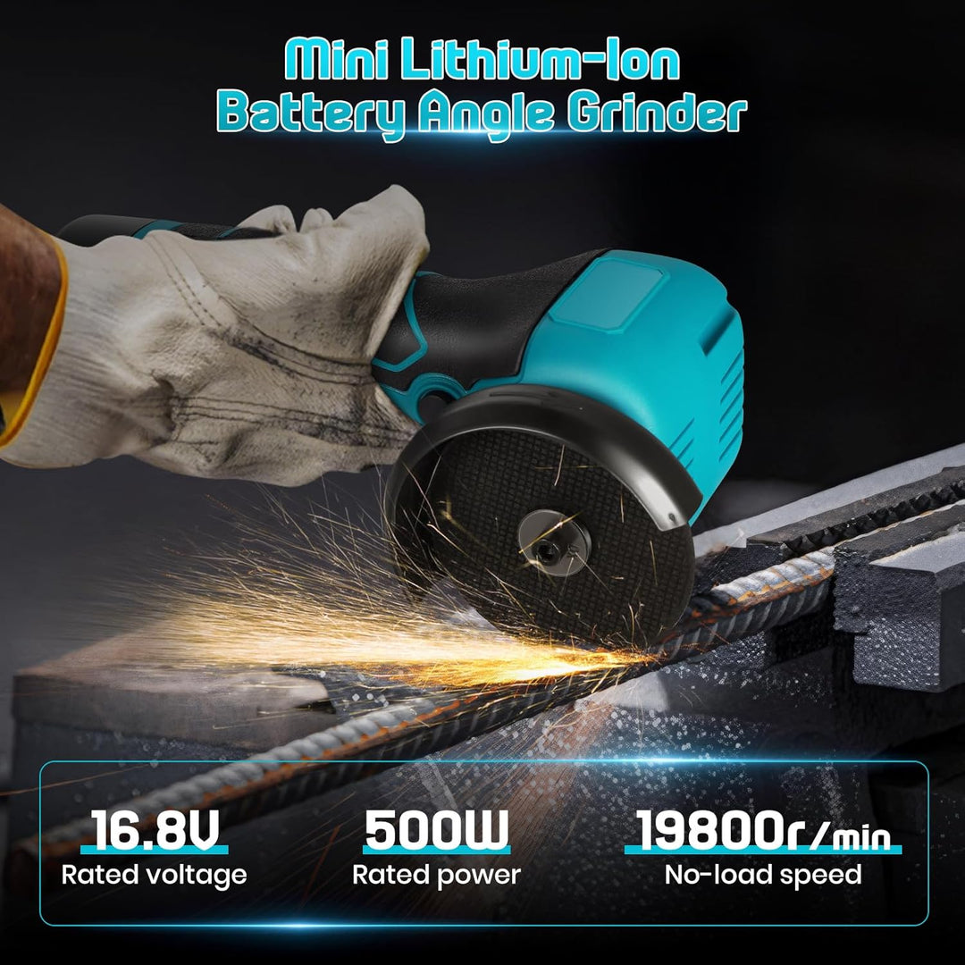 Mini Winkelschleifer,16.8V Akku Mini Flex mit 2x2000mAh Akkus,19800 U/min 5x76mm Schneidscheiben, Pr