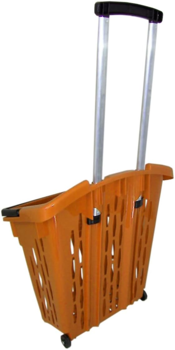 Einkaufstrolley 3er Pack Einkaufswagen Shopper 40 Liter Einkaufskorb mit Rollen (orange)