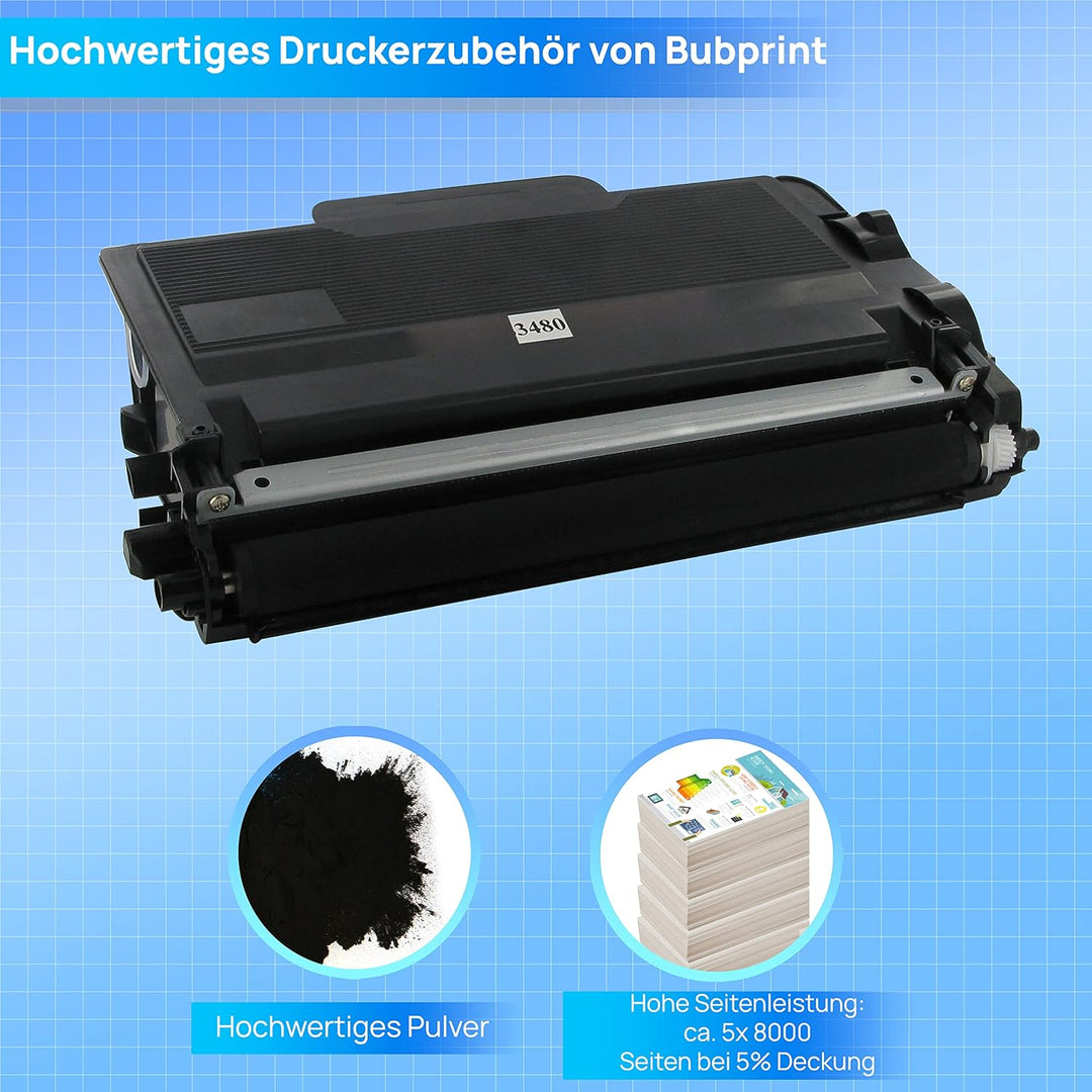 5 Toner kompatibel als Ersatz für Brother TN3480 für HL-L5100DN HL-L5100DNT HL-L5100DNTT MFC-L5750DW