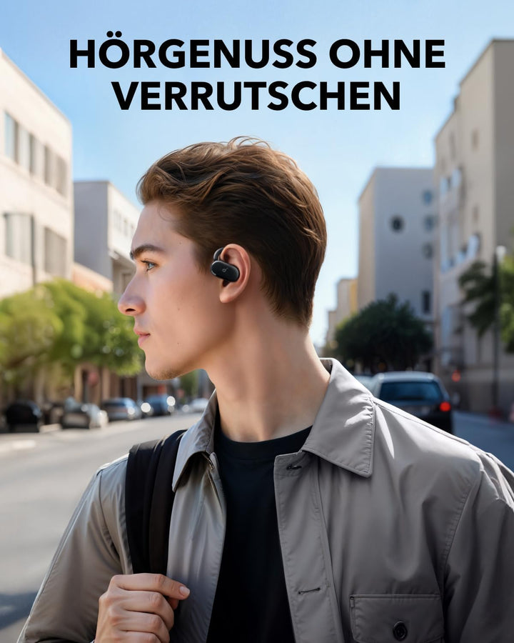 soundcore V20i von Anker Open-Ear Kopfhörer, verstellbare Ohrhaken, komfortabel, fester Halt, starke