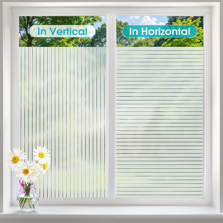 Lifetree Fensterfolie Streifen Sichtschutzfolie Selbstklebend Fensterfolie mit statischer Haftung An