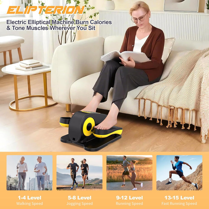 Ellipsentrainer Unter dem Schreibtisch, Elektrischer Pedaltrainer für Senioren, Leise & Tragbar, 15