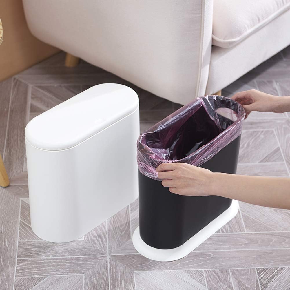 LOMONI Weiss/Opulenter Garten Mülleimer im nordischen Stil, 10 Liter/2,64 Gallonen, Kunststoff, Rech