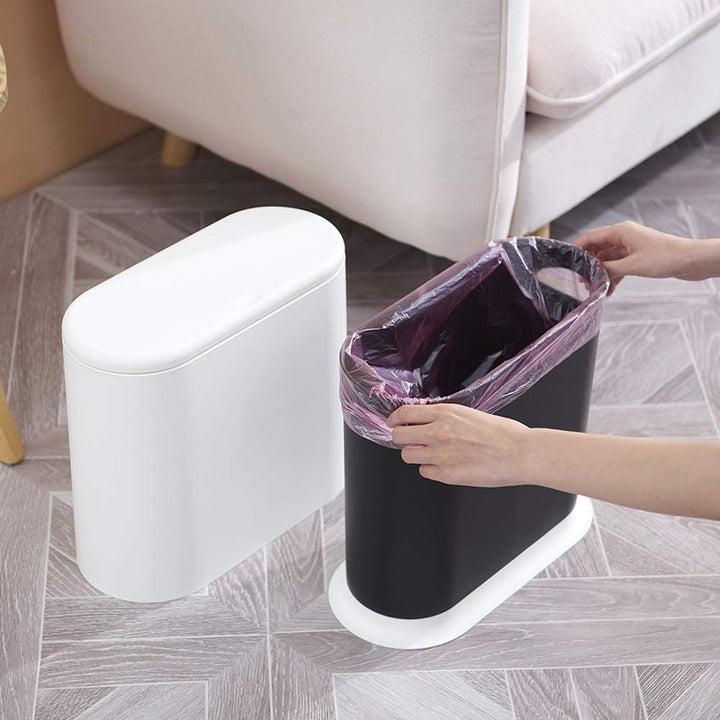 LOMONI Weiss/Opulenter Garten Mülleimer im nordischen Stil, 10 Liter/2,64 Gallonen, Kunststoff, Rech