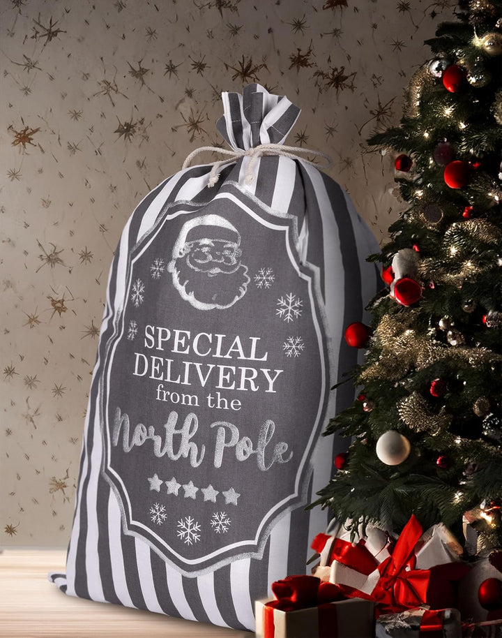BRUBAKER 3er Set Weihnachtssack - 80 cm Geschenksack mit weihnachtlichen Motiven - Nikolausbeutel zu