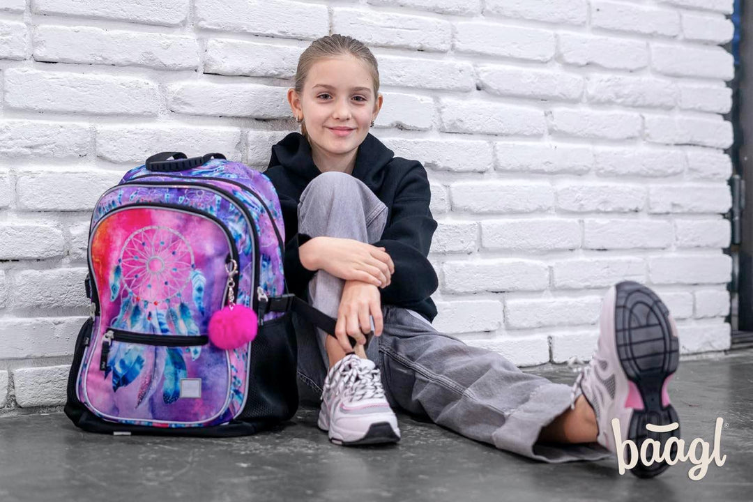 Baagl Schulrucksack Set 3 Teilig, Schultasche ab 3. Klasse, Grundschule Ranzen mit Brustgurt, Ergono