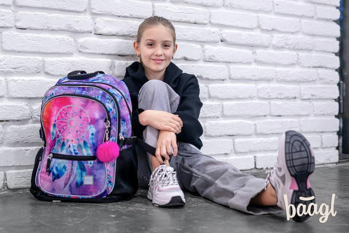 Baagl Schulrucksack Set 3 Teilig, Schultasche ab 3. Klasse, Grundschule Ranzen mit Brustgurt, Ergono