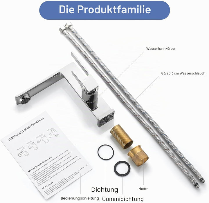 Wasserhahn Bad Waschtischarmatur Armatur Badezimmer Mischbatterie Waschbecken Armaturen, Chrom Einhe