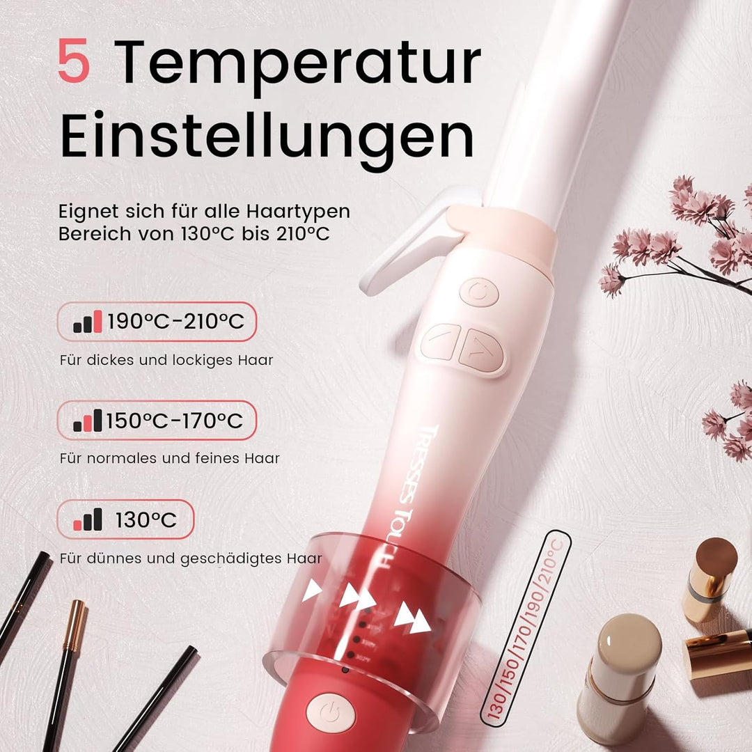 Lockenstab Automatisch Hair Curler with Klemme, Rotierend Curling Iron 1 Inch mit Tourmalin Keramik,