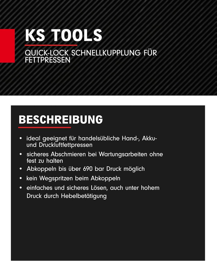 KS Tools 980.1108 Quick-Lock Schnellkupplung für Fettpressen,