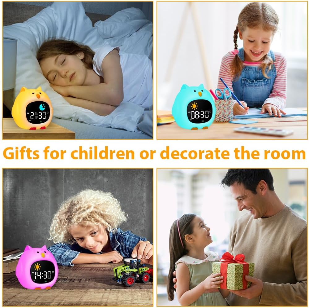 HOTUT Kinder Lichtwecker,Schlaftrainer Kinder mit Nachtlichtern,6 White Noise Kinderwecker,Digitaler