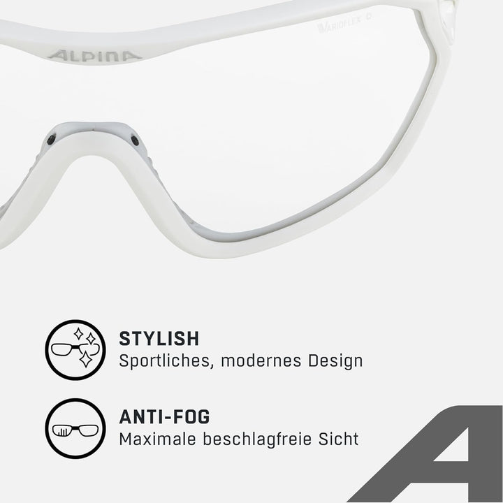 ALPINA S-WAY V - Selbsttönende, Bruchfeste & Beschlagfreie Sport- & Fahrradbrille Mit 100% UV-Schutz
