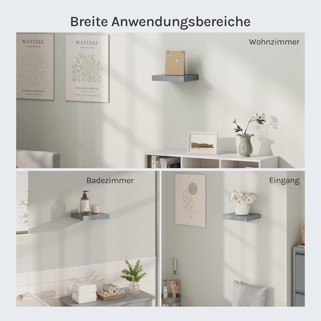 WOLTU Wandregal Set von 3 Regalen Wandboard Freischwebend Schweberegal CD DVD Regal Bücherregal Holz