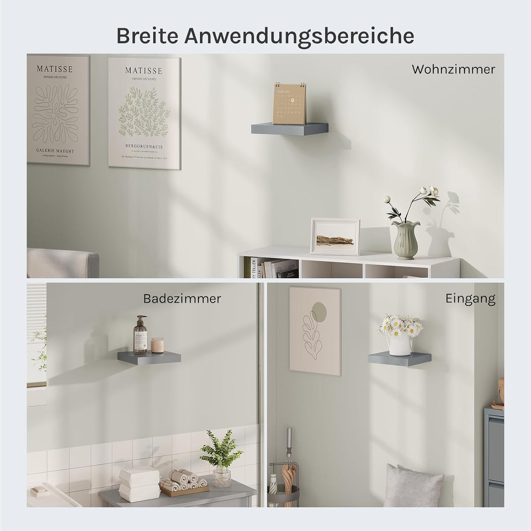 WOLTU Wandregal Set von 3 Regalen Wandboard Freischwebend Schweberegal CD DVD Regal Bücherregal Holz