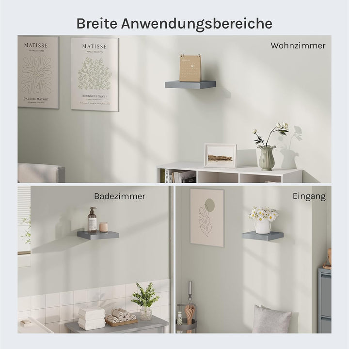 WOLTU Wandregal Set von 3 Regalen Wandboard Freischwebend Schweberegal CD DVD Regal Bücherregal Holz