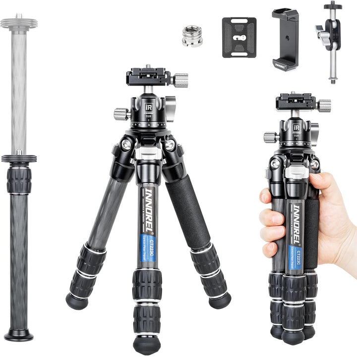 INNOREL CT223C 10-lagiges Kohlefaser-Tischstativ mit 28 mm niedrigem Profil-Kugelkopf und Mittelsäul