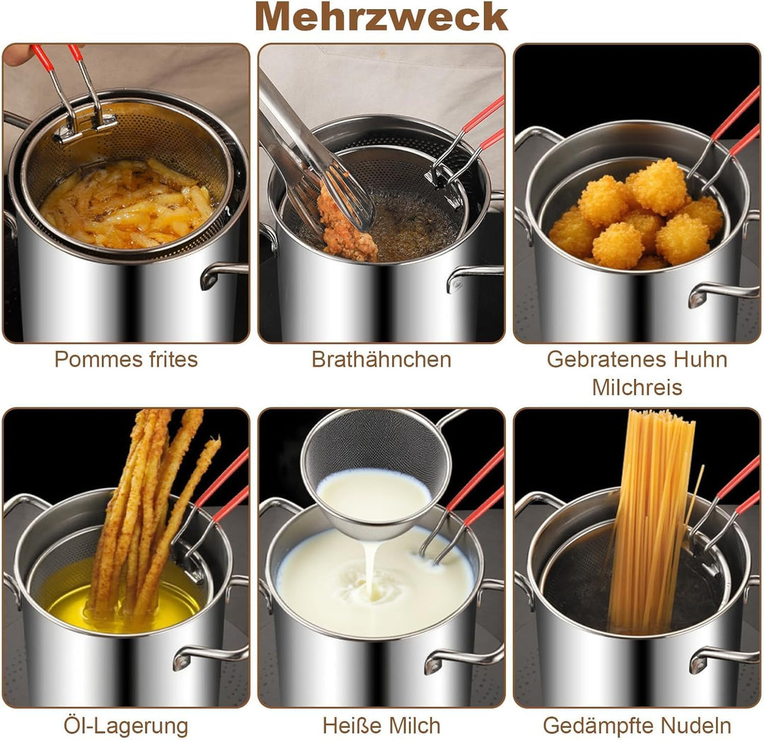 Spargeltopf Nudeltopf aus Edelstahl, 3 L Hoher Kochtopf, Siebeinsatz mit Griff, Asparagus Pot, Pasta