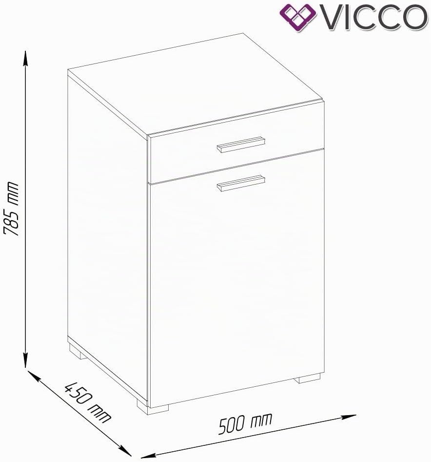 Vicco Badschrank Matteo, Weiss, 50 x 78.5 cm Weiss 50cm, Weiss 50cm