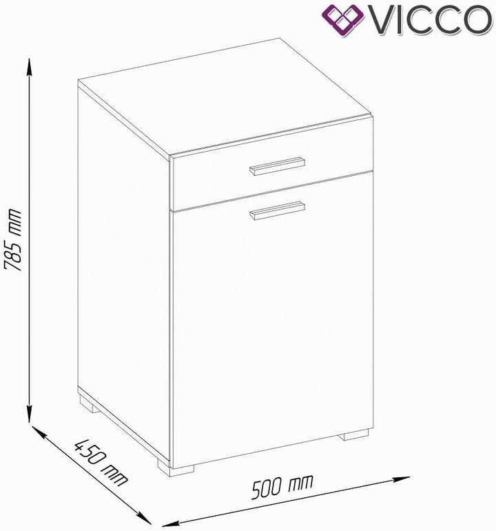 Vicco Badschrank Matteo, Weiss, 50 x 78.5 cm Weiss 50cm, Weiss 50cm