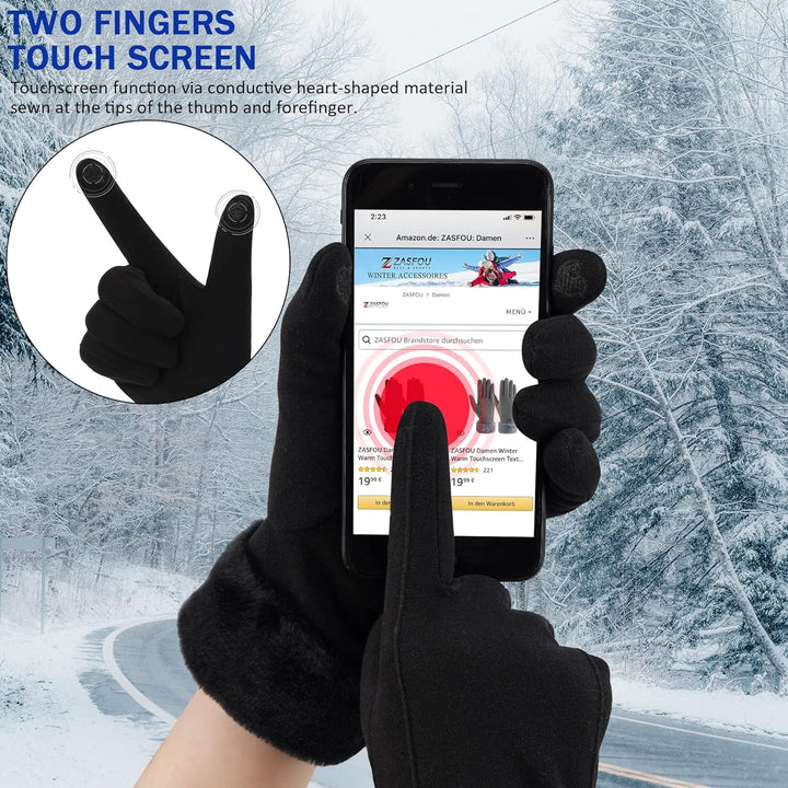 ZASFOU Damen Winter Warm Touchscreen Handschuhe mit Fleece Gefütterte Strick winterhandschuhe für Ka
