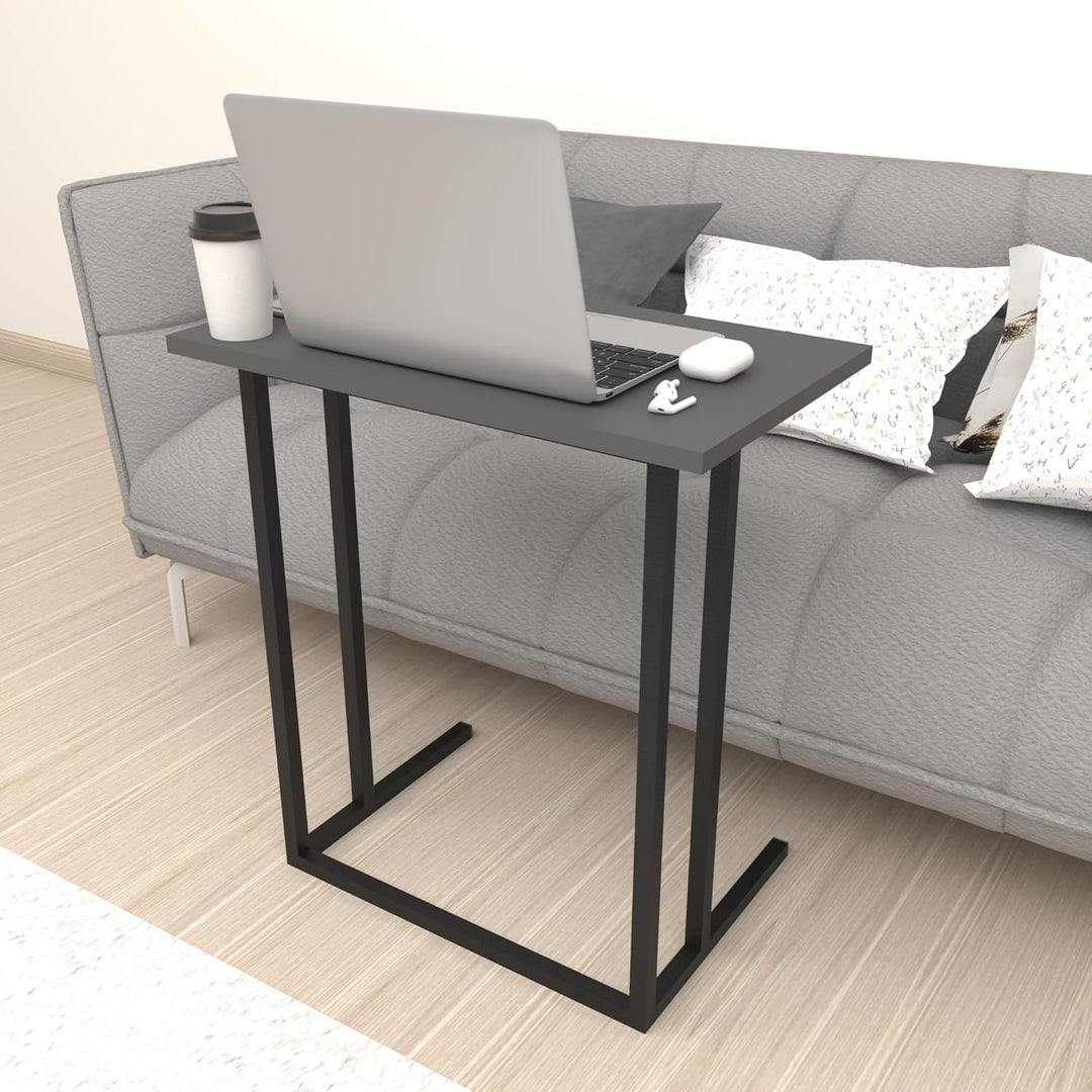 [en.casa] Laptoptisch Högsby Beistelltisch in C-Form Coffeetisch mit Metallgestell Sofatisch für Woh