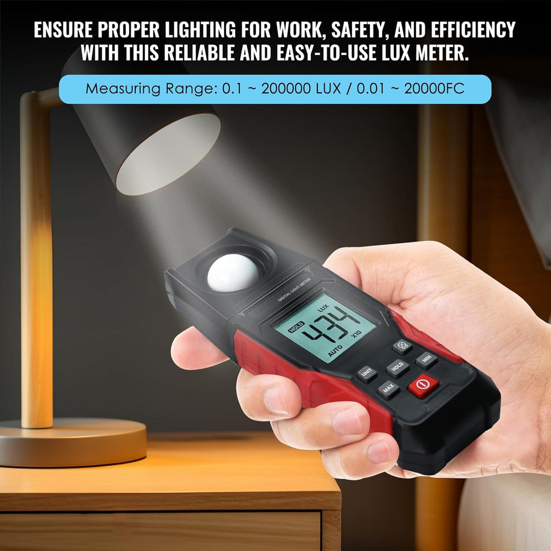 Digitales Luxmeter 0,01-200,000 Lux Lichtmessgerät für LED, Pflanzen, Fotografie, Leuchtdichte, Fuss