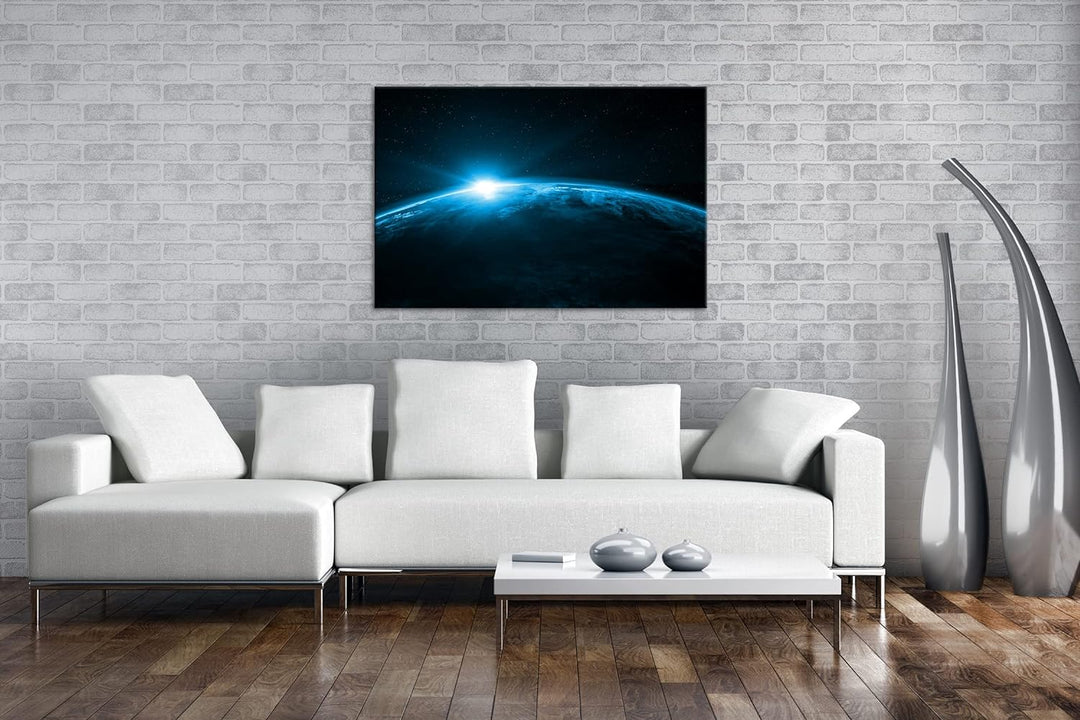 deyoli Sonnenaufgang im Universum Format: 80x60 Effekt: Monocrome Blau als Leinwandbild, Motiv ferti