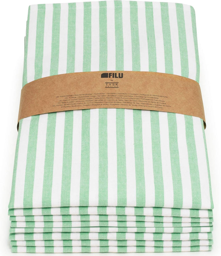 FILU Geschirrhandtücher 8er Pack Mint/Weiss gestreift (Farbe und Design wählbar) 45 x 70 cm - hochwe