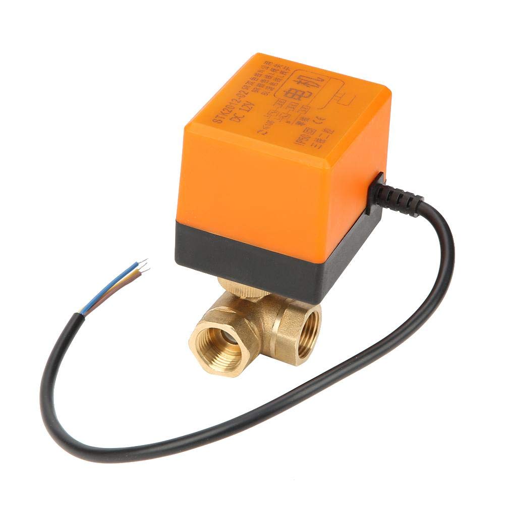 Motorisiertes Kugelventil, DC 12V Messingkugelventil 3-Wege 3-Draht Elektrisches Kugelventil G1 / 2