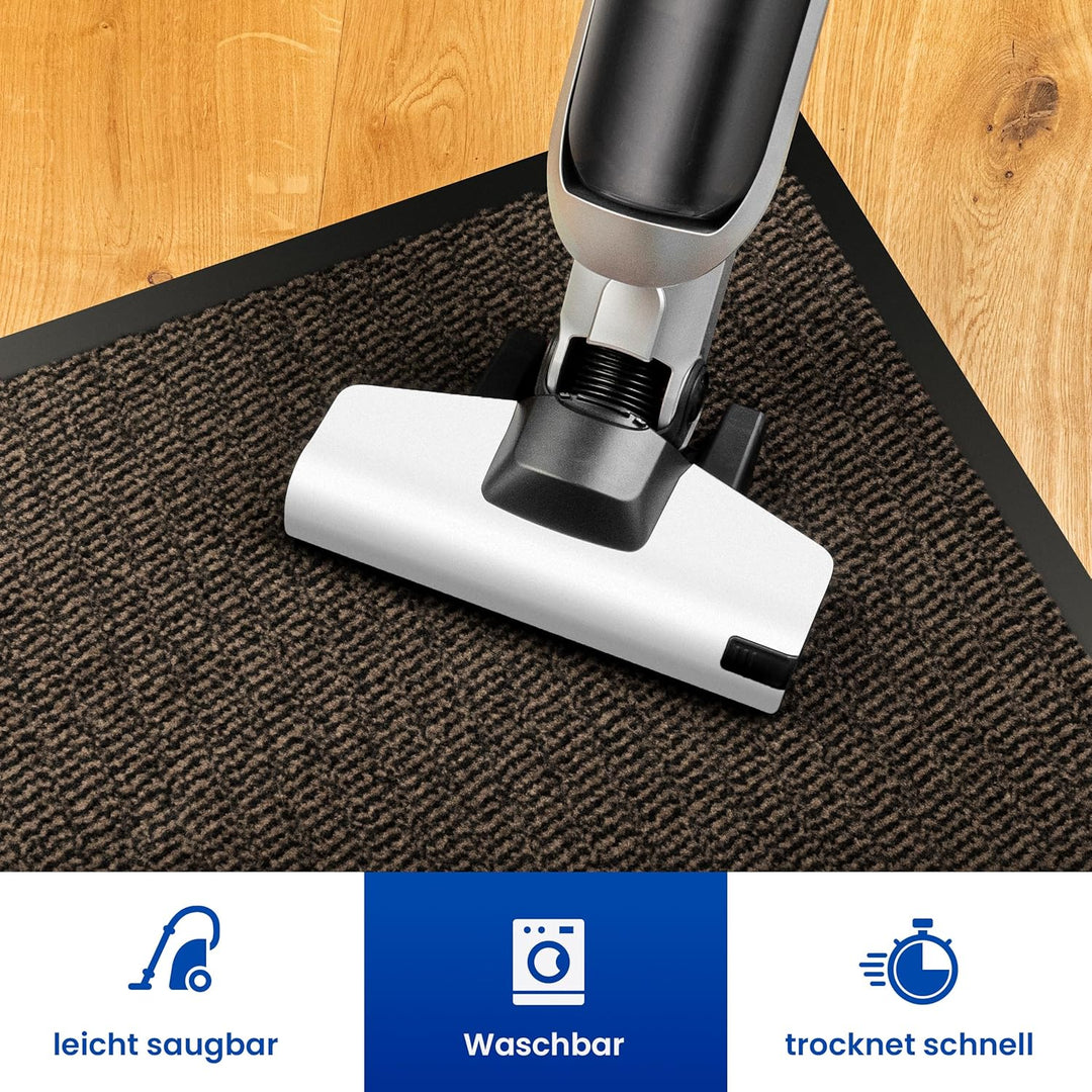 Hochwertige Fussmatte Braun-Schwarz 90x120 gross für Innen & Aussen - Schmutzfangmatte rutschfest, w