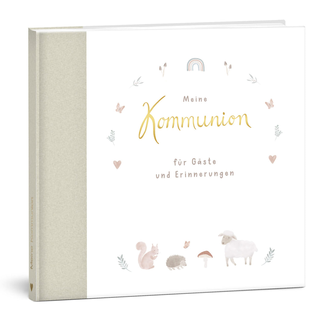 mintkind® Gästebuch Meine Kommunion Wald I Kommunion Geschenk personalisiert I Buch zur Kommunion Er