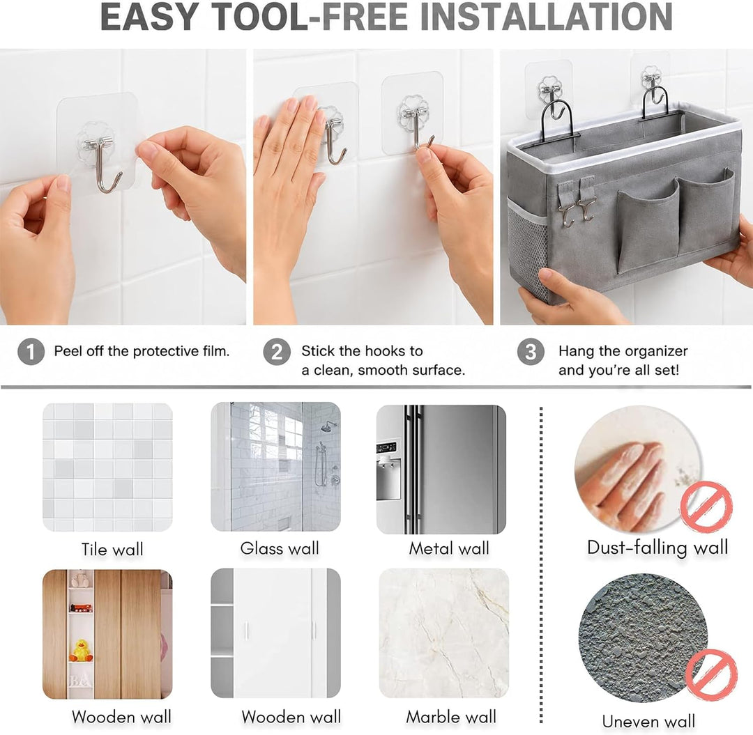 2 Stück Hängende Aufbewahrungskörbe, Stoff Wand Organizer, Aufbewahrungsbox Grau Baumwolle Leinen, K